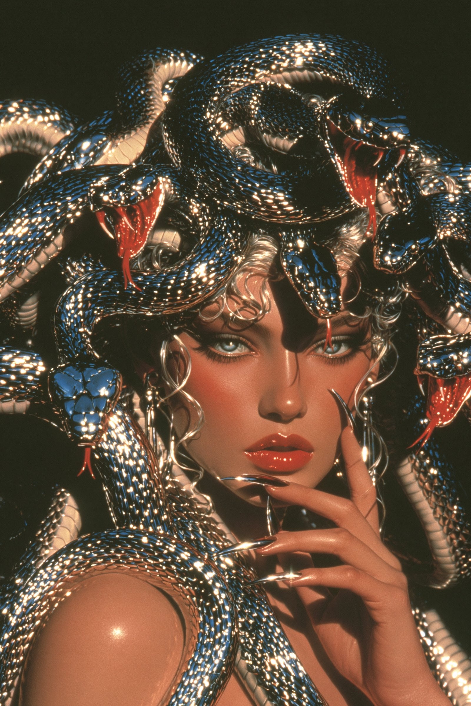 Medusa surrounded by gleaming serpents